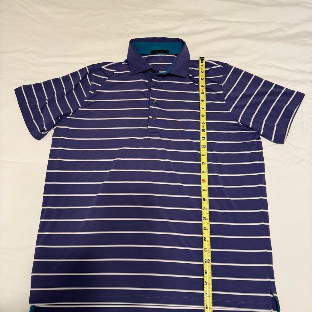 Greyson Men's Polo Shirt - Royal Blue and White Stripes